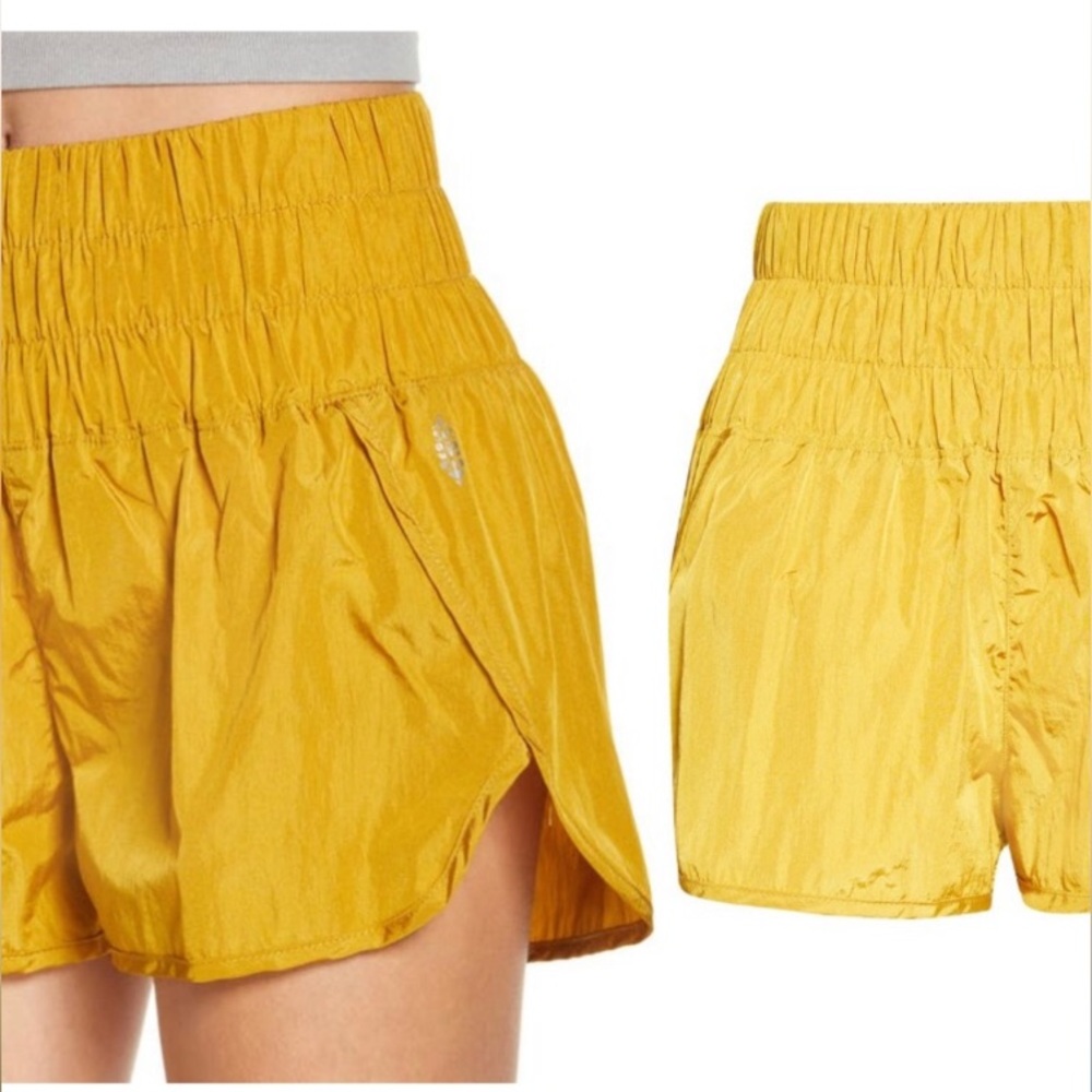 Free People Golden Honey yellow Running Shorts High Waist - Picture 6 of 14